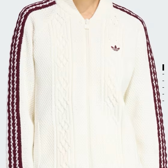 NWOT Adidas Women's Cream Cardigan with Burgundy Accents - Picture 2 of 15